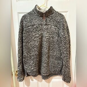 Gray Thread & Supply Wubby Sherpa Quarter Zip Pullover Size Large